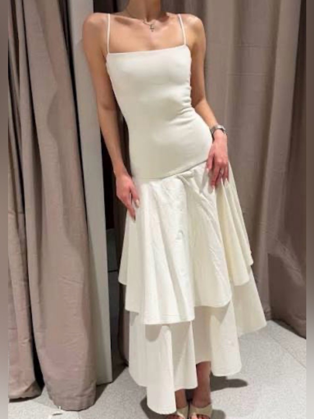 π₯π₯Zara Spaghetti-Strap Tiered Dress